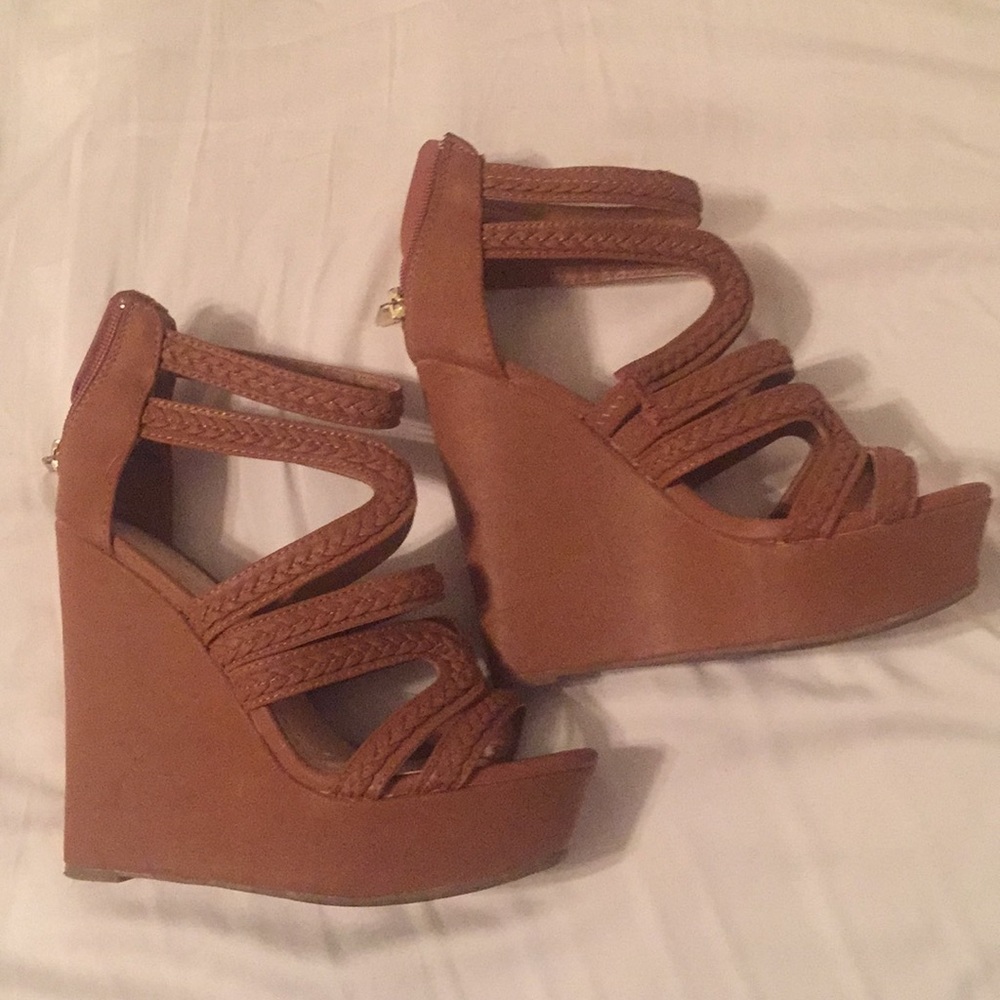 Brown Braided Wedges